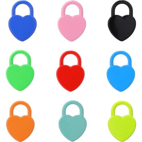 Rainbow Heart Lock Charms Pendant Lovely Color Clasps For Women DIY Necklace Supplies Hand Made Accessories For Jewelry