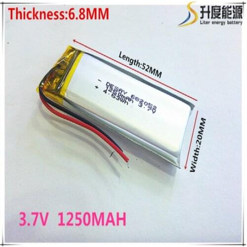 Size 682052 3.7V 1250 mah Lithium polymer Battery With Protection Board For GPS Tablet PC Digital Products Free Shipping