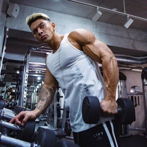 Mesh Tank Top Men Fitness Clothing Men Bodybuilding Tops Summer Gyms Clothing Male Sleeveless Vest Quick Dry Shirts Plus Size