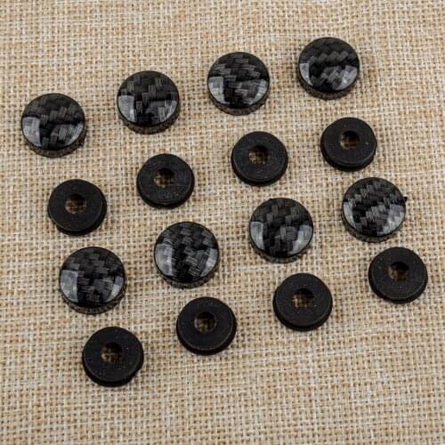 Universal 16Pcs/Set Car License Plate Tag Frame Fastener Screws Caps Covers Carbon Fiber Style