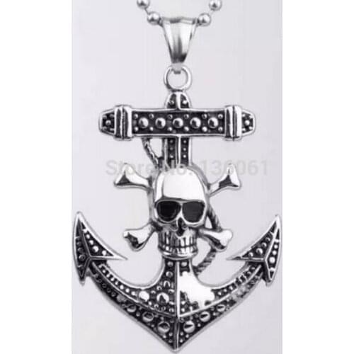 Vintage Silver Skull Head Anchor CRUCIFIX Eye Of Horus Dragon Turtle Moon Star CAT Pentagram Necklace Pendant For Jewelry Woman