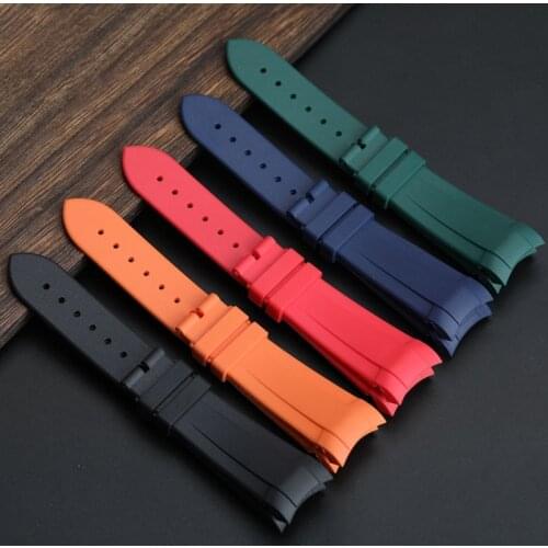 Waterproof Rubber Watchband 22MM Curved Interface Suitable For Tudor Silicone Strap, Mens Black Green Blue