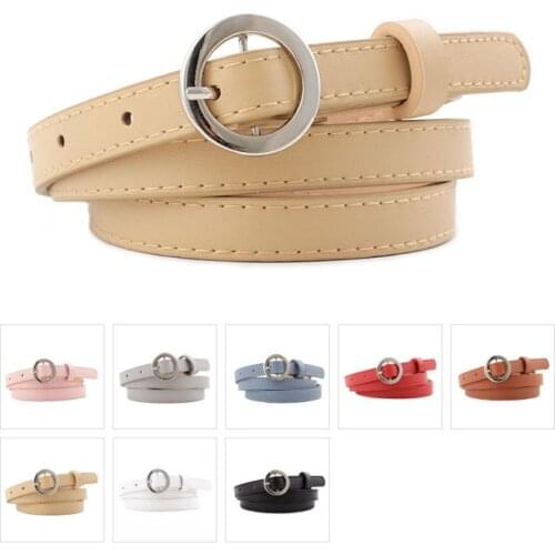 Dressing Ladies Leather Professional Dress Belt New Round Pin Buckle Pu Wild Jeans with Narrow Fashion Students Belts for Women