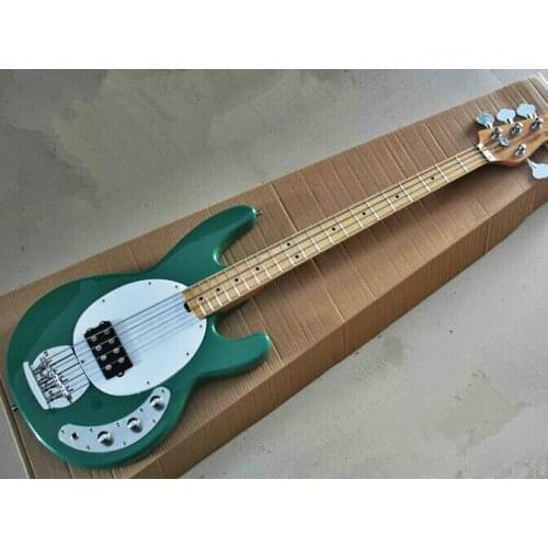 Top quality FDMB-7005 dark green color white plate solid body active pickup 4 strings Musicman Bass , Free shipping