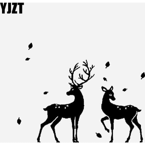 YJZT 18.7CM*14.6CM Car Sticker Creative Christmas Elk Vinyl Decal Black/Silver C23-0070