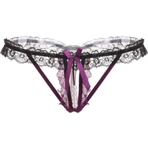 Sexy Panties Women Underwear Lace Womens Pants Sexy Lace Thongs Hollow Sexy Ladies Erotic Panties Pearl Erotic Women
