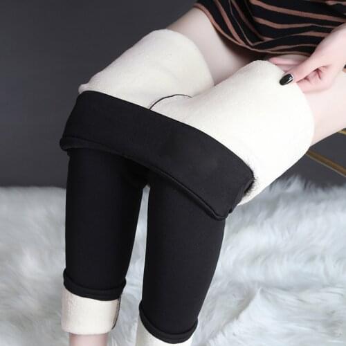 New Womens Winter Warm Leggings Female Thick Wool Pants for Winter Girls High Waist Seamless Leggings Solid Slim Trousers