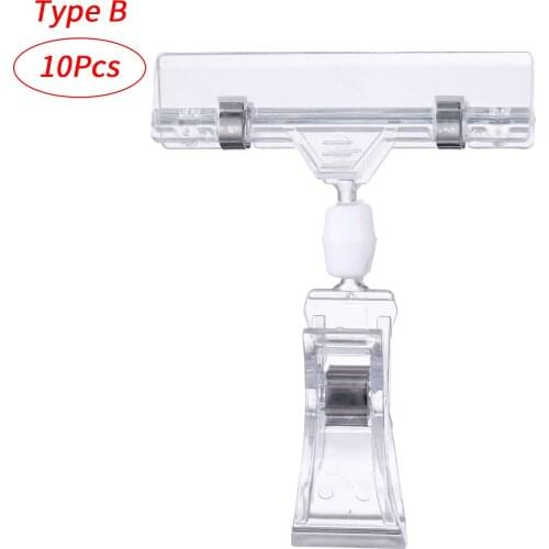 10Pcs Merchandise Price Holder Display Plastic Clips Food Sign Clamps Rotatable Clip-On Style Advertisement Retainer Tag Holders