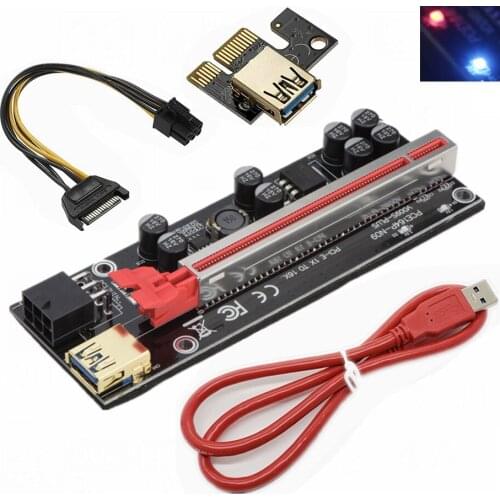 Newest VER 009S PCI-E 1X to 16X LER Riser Card Extender PCI Express Adapter USB 3.0 Cable Power Supply for Bitcoin Miner Mining