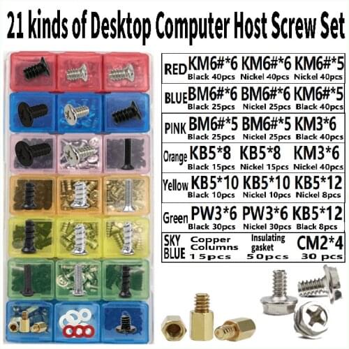 12kinds/21kinds of Desktop computer host screws set Graphics card Fan screw Motherboard Computer assembly Commonly used screws