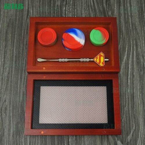 2pcs Best selling customized nonstick food grade silicone wax container, silicone jar dab wax containers with wooden/bamboo tray