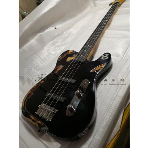 Custom 5 string bass guitar,ASH wood body,burl maple veneer,independent bridge, maple frets,pearl inlay,active battery