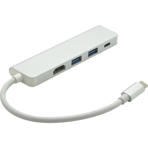 4 in 1 Combo USB-C USB 3.1 Type C Hub with HDMI 4K + 2 USB 3.0 Ports + Type C PD Charging Adapter for MacBook Pro Air