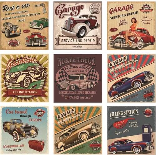 Car Retro Metal Tin Sign Poster Plaque Car Pub Bar Wall Decor Vintage Plate Home Decor Art Posters 30x30cm
