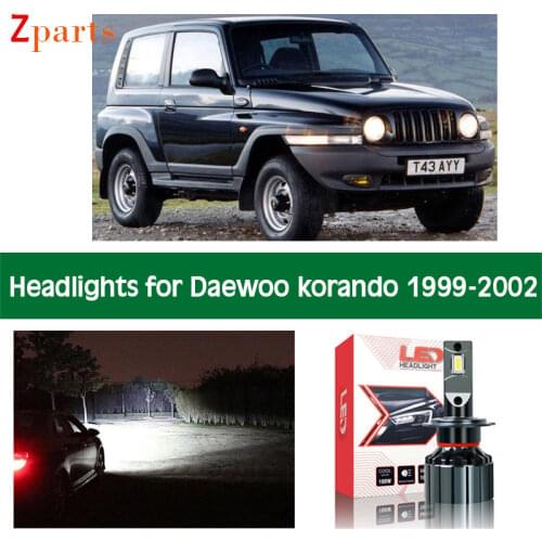 Car Bulbs For Daewoo Korando 1999 - 2002 LED Headlight Low High Beam Canbus Auto Lights Front Lamp Lighting 12V Accessories
