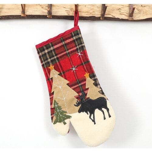 Behogar Christmas Heat Insulation Microwave Oven Baking Gloves Mitts with Hanging Loop for Home Kitchen BBQ Cooking Grilling