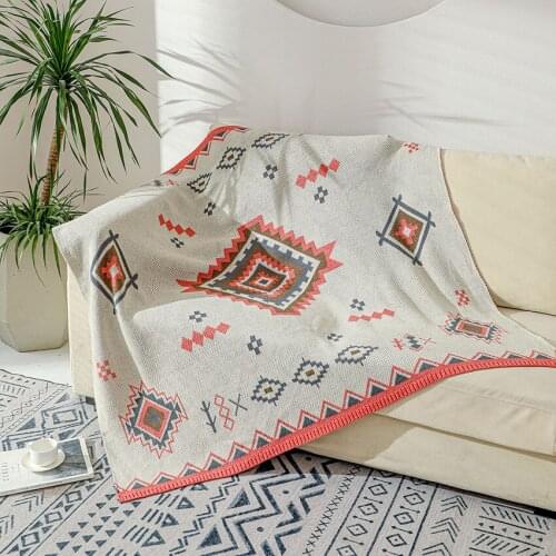 Bohemian Sofa Knitted Blanket Air Conditioning Napping bed Cover Blanket Bed End towel Jacquard Woolen Outdoor travel shawl soft