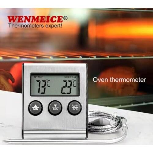 Digital Kitchen Thermometer LCD Display Long Probe for Grill Oven Food Meat Cooking Alarm Timer Measuring Tools LDT-100