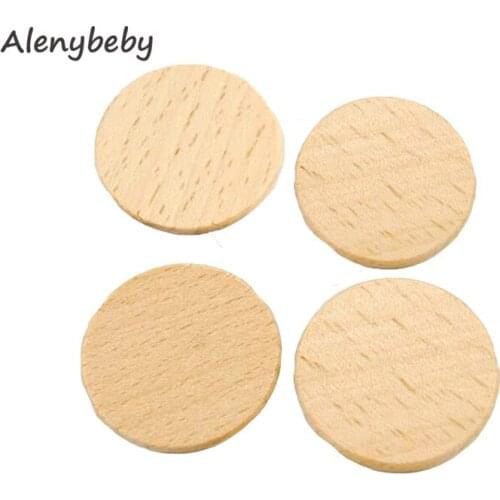 Wood Discs Circles Teether 37mm Unfinished Beech Wood Slices DIY Wood Mat Pad Teether Pattern Beads Making Care Baby Teether