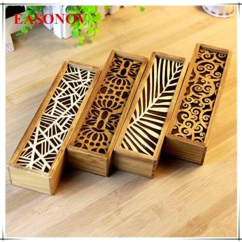 EASONOV 19.2 * 5.5 * 4cm multi-functional hollow wood box jewelry storage box small wooden box