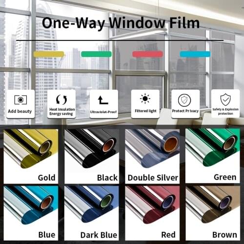 Sunice One Way Mirrored Window Film Reflective Privacy Protection Glass Stickers Home Building Window Decor 50cmx1m/2m/3m/5m/10m