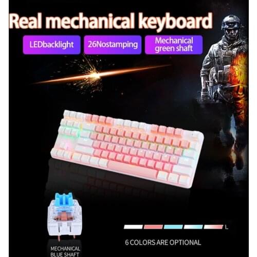 K100 Compact Mechanical Keyboard, 87 Keys Bluetooth Small Portable Gaming Office Keyboard for Windows and Mac T84C