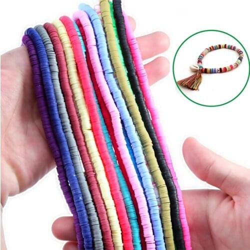 New Apx 320pcs 6mm Round Polymer Clay Beads Chip Disk Loose Spacer Handmade Beads For DIY Jewelry Making Bracelet Findings