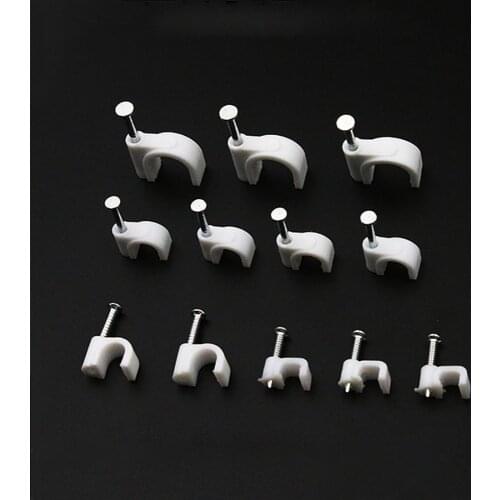 Buy 2 get 1 Free 100pcs 4mm Nail wire cable clips round U type white for telephone cord cables
