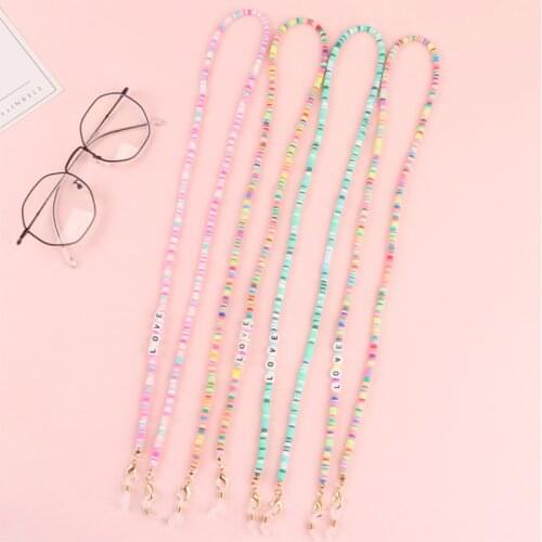 Summer Acrylic Sunglasses Chain Colorful Soft Pottery Love Lanyard Trendy Hang Mask Chain Unti-lost Strap Accessory For Outdoors