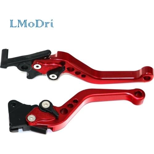 LMoDri Moped Motorcycle Modified Accessories GY6 Brake Lever Adjustable CNC Disc/Drum Hand Brake-horns Red 2pieces/1pair