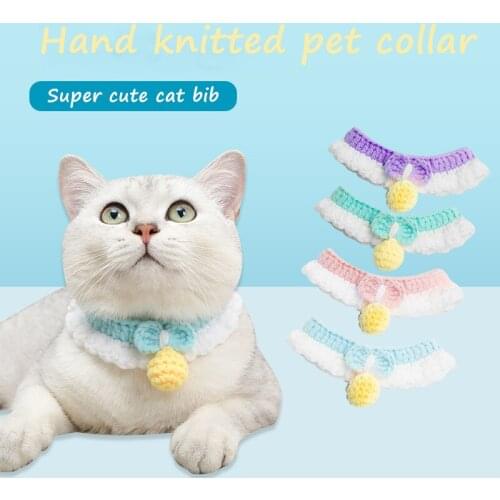 Cute Handmade Wool Knitted Pet Bib Japanese Cat Collar Soft Comfortable Custom Cute Cat Collar Pet Photo Props Cat Scarf