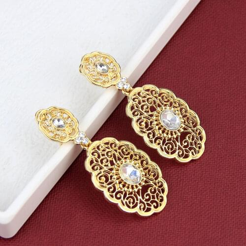 Neovisson Exquisite African Drop Earring for Women Gold Color Resin Moroccan Wedding Jewelry Dubai Arabesque Gift