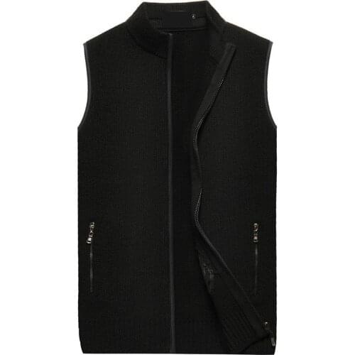 New arrival Sweater Men Pure Color Vest Thickening Zipper Cardigan Computer Knitted Mandarin Collar fashion plus size S-3XL4XL