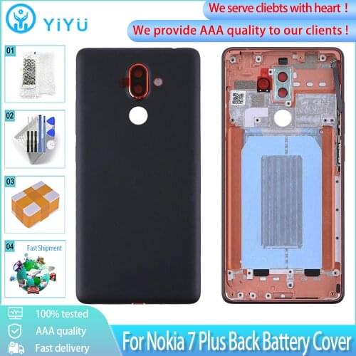 Original Back Battery Cover For Nokia 7 plus Nokia E7 Plus TA-1062 TA-1046 TA-1055 Door Rear Cover Housing Case With Camera Lens