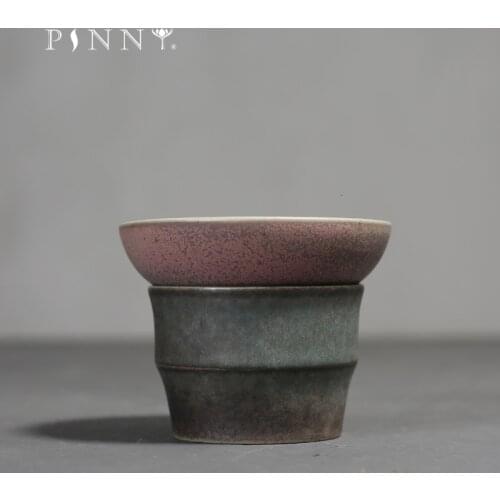 PINNY Retro Pottery Tea Strainers Chinese Kung Fu Tea Accessories Pigmented Tea Leaf Spice Filter Ceramic Mesh Tea Infusers