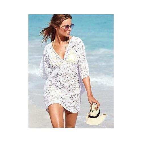 Beach lace blouse Sexy fashion European and American style retro solid color bikini lace outside