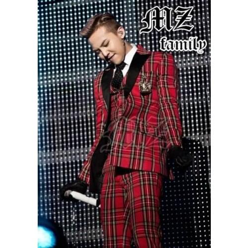 Plus Size 2020 Men Fashion New Scotland Blazers Slim Red Plaid Leather Collar Suit Top Stage Male Singer Costumes Mens Suits