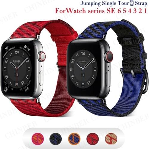 For Apple Watch Jumping Single Tour Strap Nylon Braid Sports Comfortable Band 38mm 40mm 44mm 42mm iWatch Series 7 6 5 4 3 2 1 SE