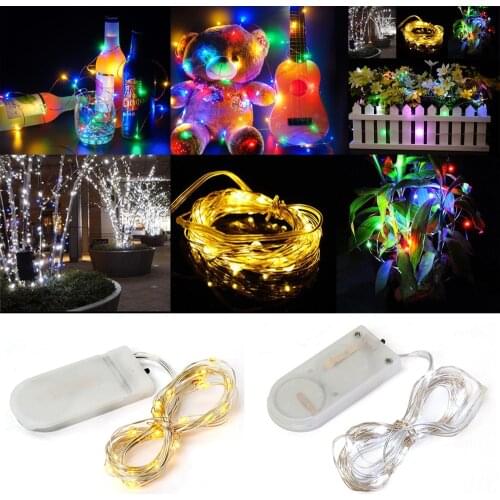 Holiday string 20 LED Creative 7 Color Button Battery Box of Copper Lamp Series Mini Small Decorative lights 2M