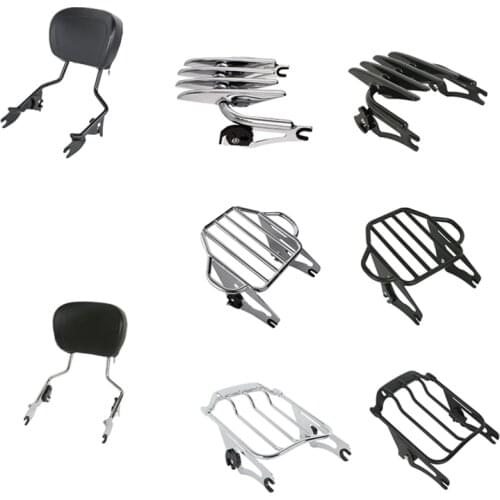 Motorcycle Detachable Sissy Bar Passenger Backrest Two-Up Luggage Rack For Harley Touring Street Electra Glide Road King 09-20