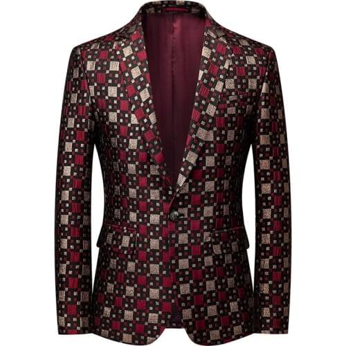 Shenrun Men Casual Blazers Stage Costume Banquet Party Fashion Suit Jacket Ball Prom Nightclub Singer Host Dancer Wedding Groom