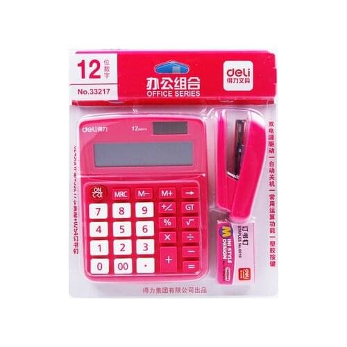 Solar Calculator 12 Dual power Students Stapler set free shipping