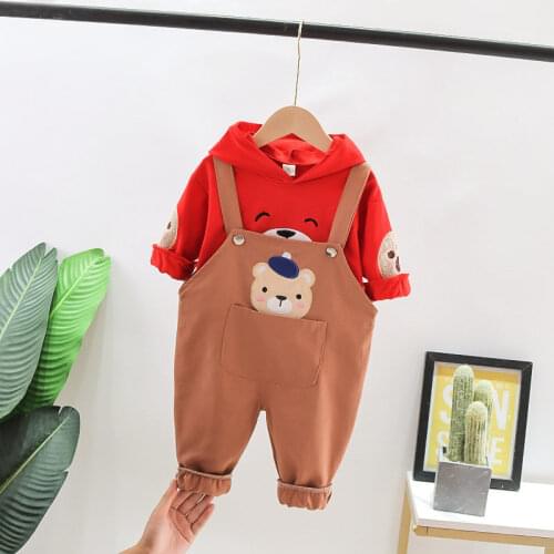 Spring Children Sport Boys Girls Cotton Suit Baby Cartoon Bear T-shirt Overalls 2pcs/Set Kids Clothing Sets Toddler Tracksuit