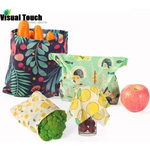 Visual Touch Beeswax Food Wraps Bag Food Fresh Keeping Storage Organic Packing Cling Eco Friendly Reusable Packaging Snack Wraps
