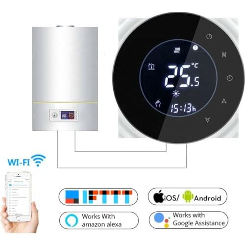 Wifi Smart Water/Gas Boiler Thermostat Tuya Remote Control Backlight Weekly Programmable LCD Touch Screen Temperature Controller