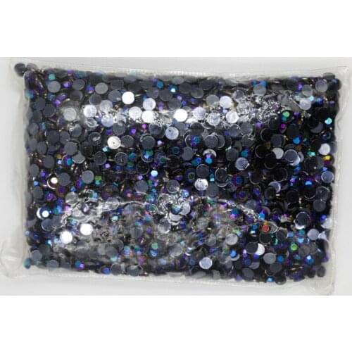 Jelly Black AB Color 1.5~7mm Flat Back Round Acrylic Rhinestones beads ,3D Acrylic Nail Art / Garment