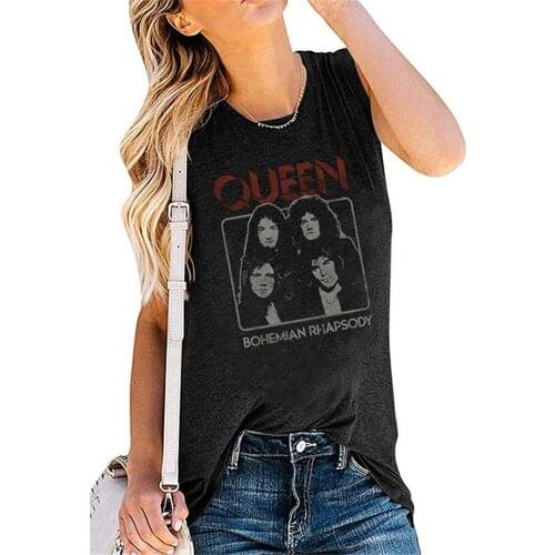 QUEEN BOHEMIAN RHAPSODY Band Print Women Tank Tops O-neck Sleeveless Tops Casual Summer Plus Size Loose Tank T shirt Clothes