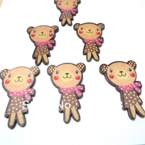 Free Shipping 20pcs Lady Bear Wood Crafts,Wood Embellishments,Wood Ornaments For Scrapbooking