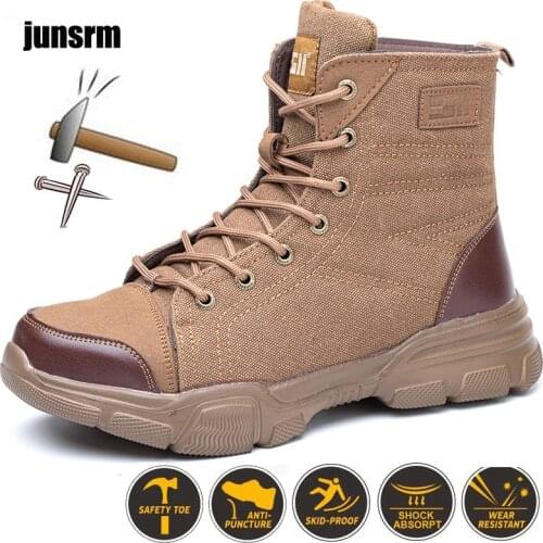High-top safety shoes lightweight breathable shoes steel toe cap anti-puncture anti-smashing womens work boots spring winter