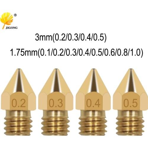 0.1 0.2 0.3 0.4 0.5 0.6 0.8 1.0mm MK8 Extruder Nozzle 1.75mm 3.0mm for 3D Printer Makerbot Anet A8 Creality CR-10 CR-10S S4